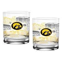 Iowa Hawkeyes Two-Pack 14oz. Campus Line Art Glass