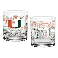 Miami Hurricanes Two-Pack 14oz. Campus Line Art Glass