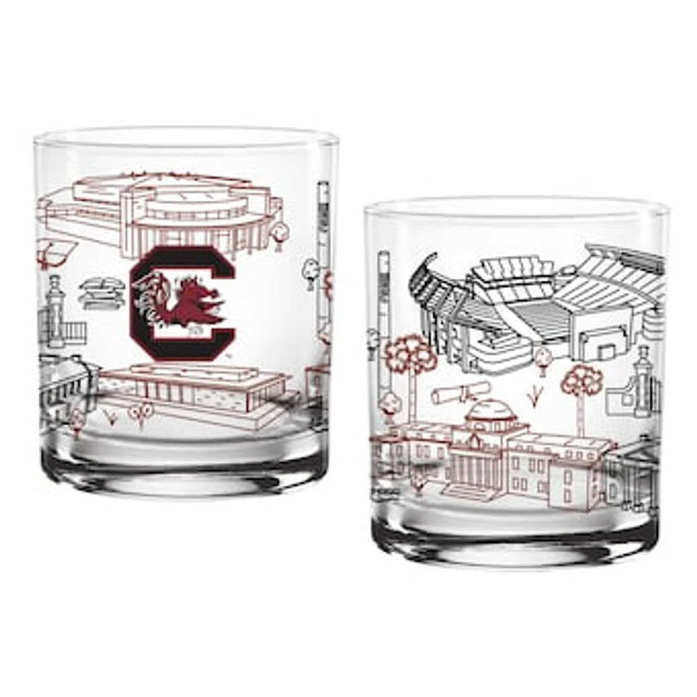 South Carolina Gamecocks Two-Pack 14oz. Campus Line Art Glass