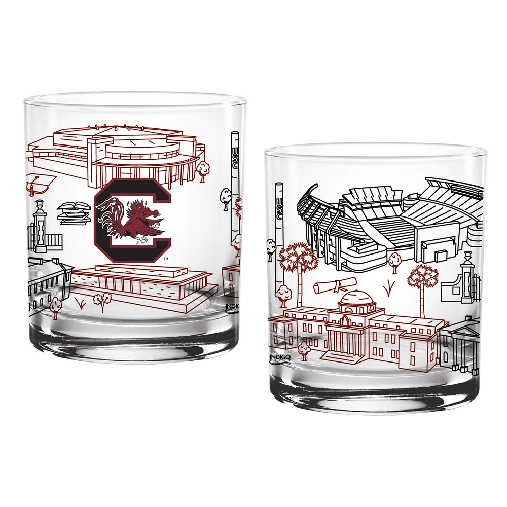 South Carolina Gamecocks Two-Pack 14oz. Campus Line Art Glass