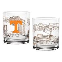 Tennessee Volunteers Two-Pack 14oz. Campus Line Art Glass