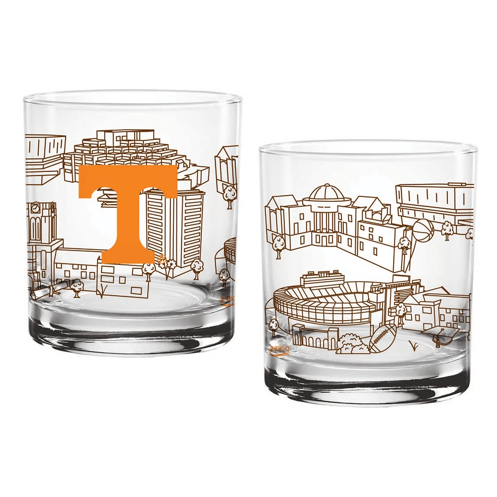 Tennessee Volunteers Two-Pack 14oz. Campus Line Art Glass