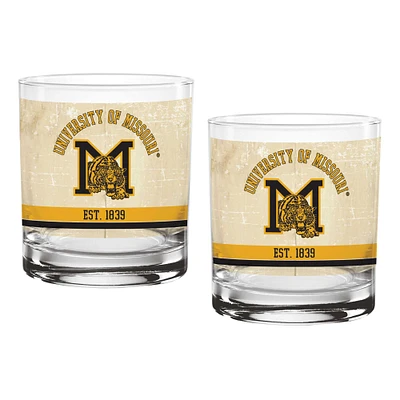 Missouri Tigers Two-Pack 14oz. Tan Vintage Glass Set