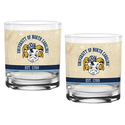 North Carolina Tar Heels Two-Pack 14oz. Tan Vintage Glass Set