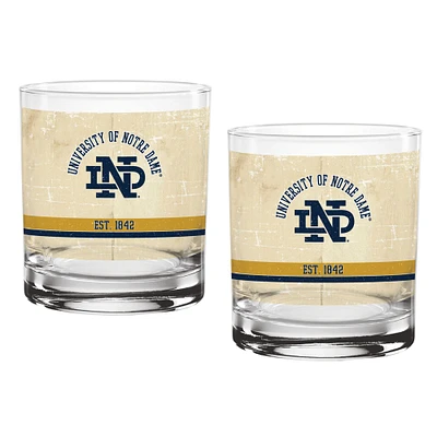 Notre Dame Fighting Irish Two-Pack 14oz. Tan Vintage Glass Set