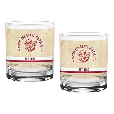 Washington State Cougars Two-Pack 14oz. Tan Vintage Glass Set