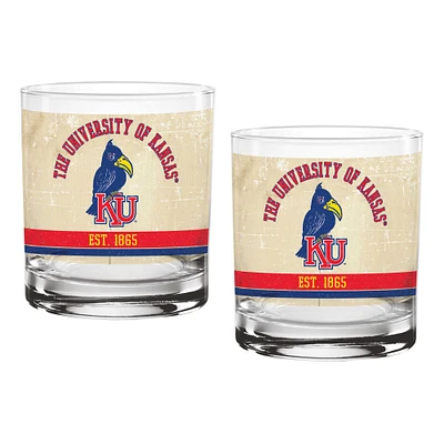 Kansas Jayhawks Two-Pack 14oz. Tan Vintage Glass Set