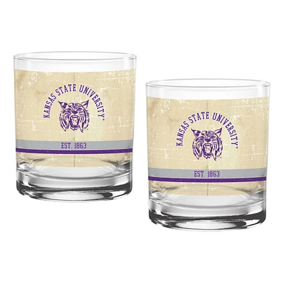 Kansas State Wildcats Two-Pack 14oz. Tan Vintage Glass Set