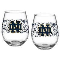 Notre Dame Fighting Irish Two-Pack 15oz. Floral Stemless Glass Set