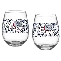 Gonzaga Bulldogs Two-Pack 15oz. Floral Stemless Glass Set