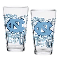 North Carolina Tar Heels Two-Pack 16oz. Campus Line Art Pint Glass Set