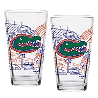 Florida Gators Two-Pack 16oz. Campus Line Art Pint Glass Set