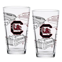 South Carolina Gamecocks Two-Pack 16oz. Campus Line Art Pint Glass Set