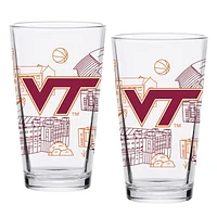 Virginia Tech Hokies Two-Pack 16oz. Campus Line Art Pint Glass Set