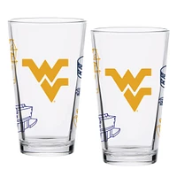 West Virginia Mountaineers Two-Pack 16oz. Campus Line Art Pint Glass Set