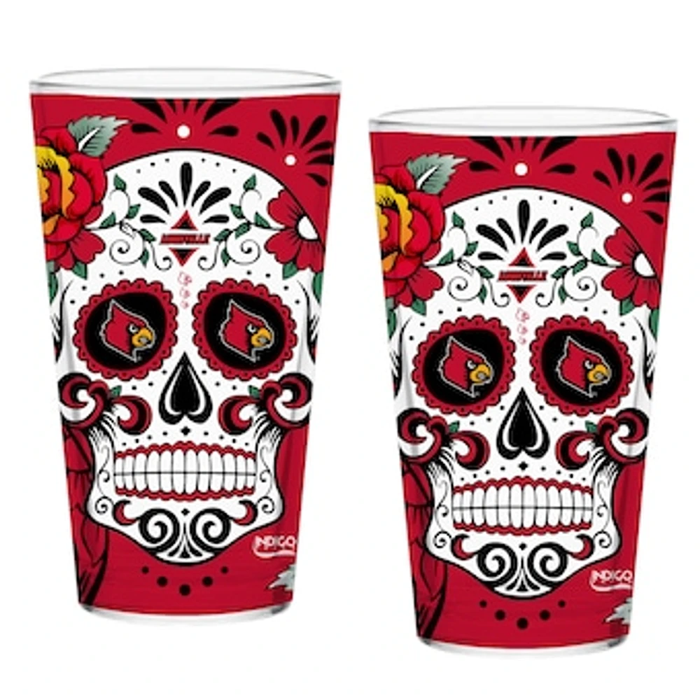 Louisville Cardinals Two-Pack 16oz. Dia De Los Muertos Pint Glass Set