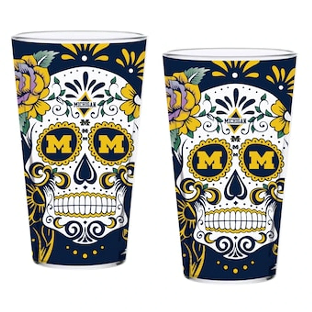 Michigan Wolverines Two-Pack 16oz. Dia De Los Muertos Pint Glass Set