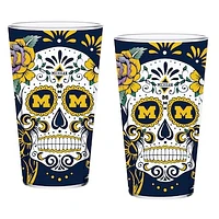 Michigan Wolverines Two-Pack 16oz. Dia De Los Muertos Pint Glass Set