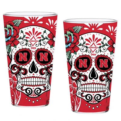 Nebraska Huskers Two-Pack 16oz. Dia De Los Muertos Pint Glass Set