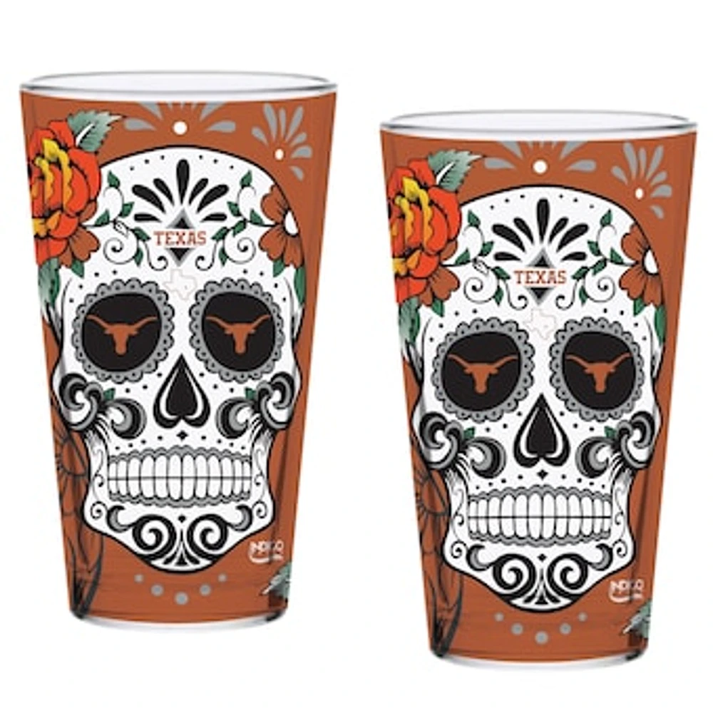 Texas Longhorns Two-Pack 16oz. Dia De Los Muertos Pint Glass Set