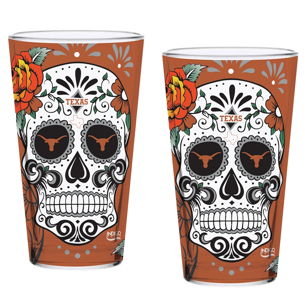 Texas Longhorns Two-Pack 16oz. Dia De Los Muertos Pint Glass Set