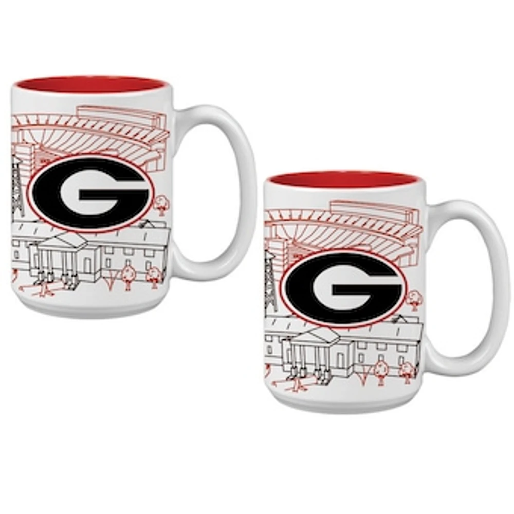 Georgia Bulldogs 15oz. Campus Line Art Coffee Mug Two-Pack