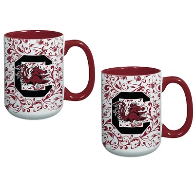 South Carolina Gamecocks Two-Pack Floral Mug Set