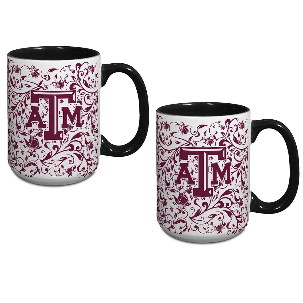 Texas A&M Aggies Two-Pack Floral Mug Set