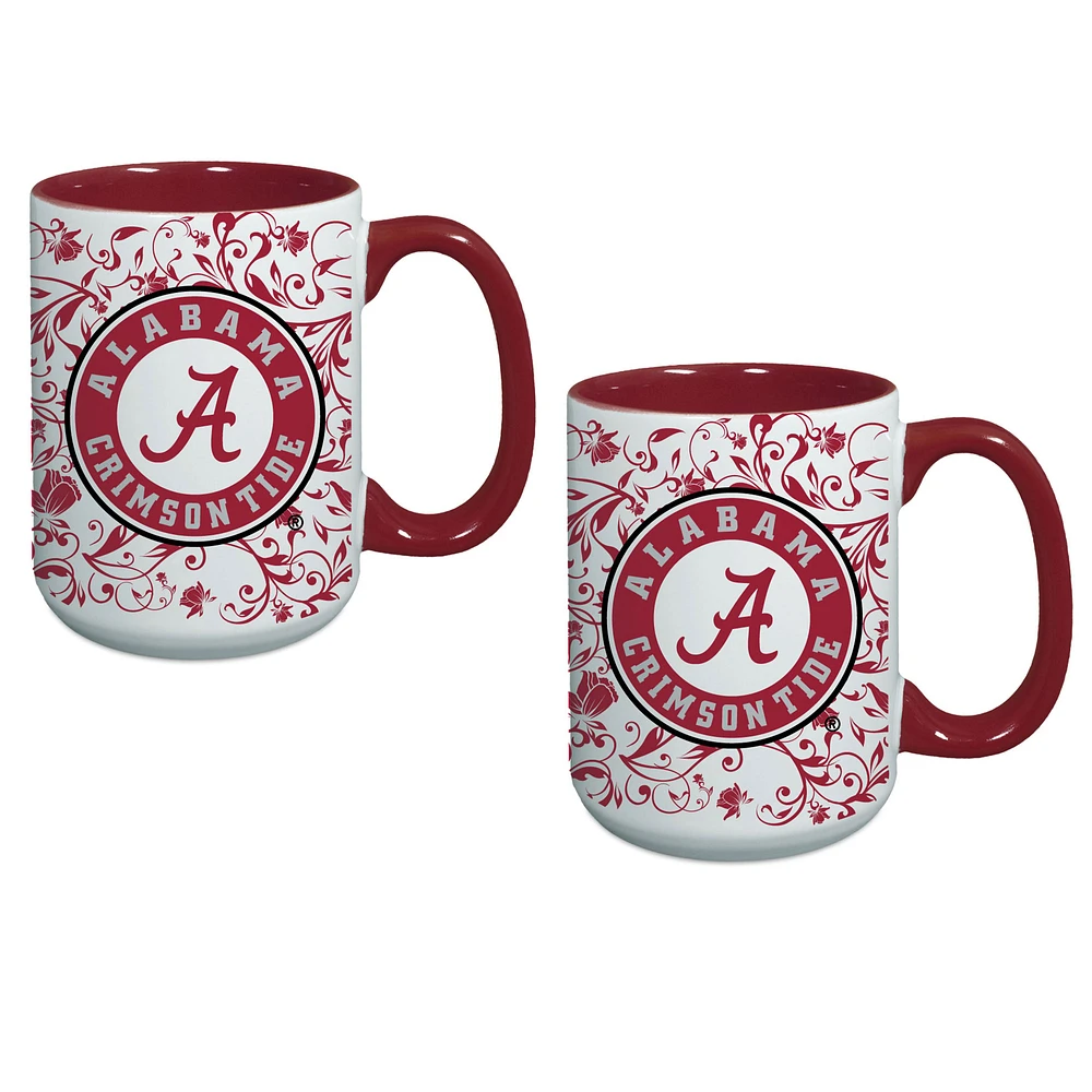 Alabama Crimson Tide Two-Pack Floral Mug Set