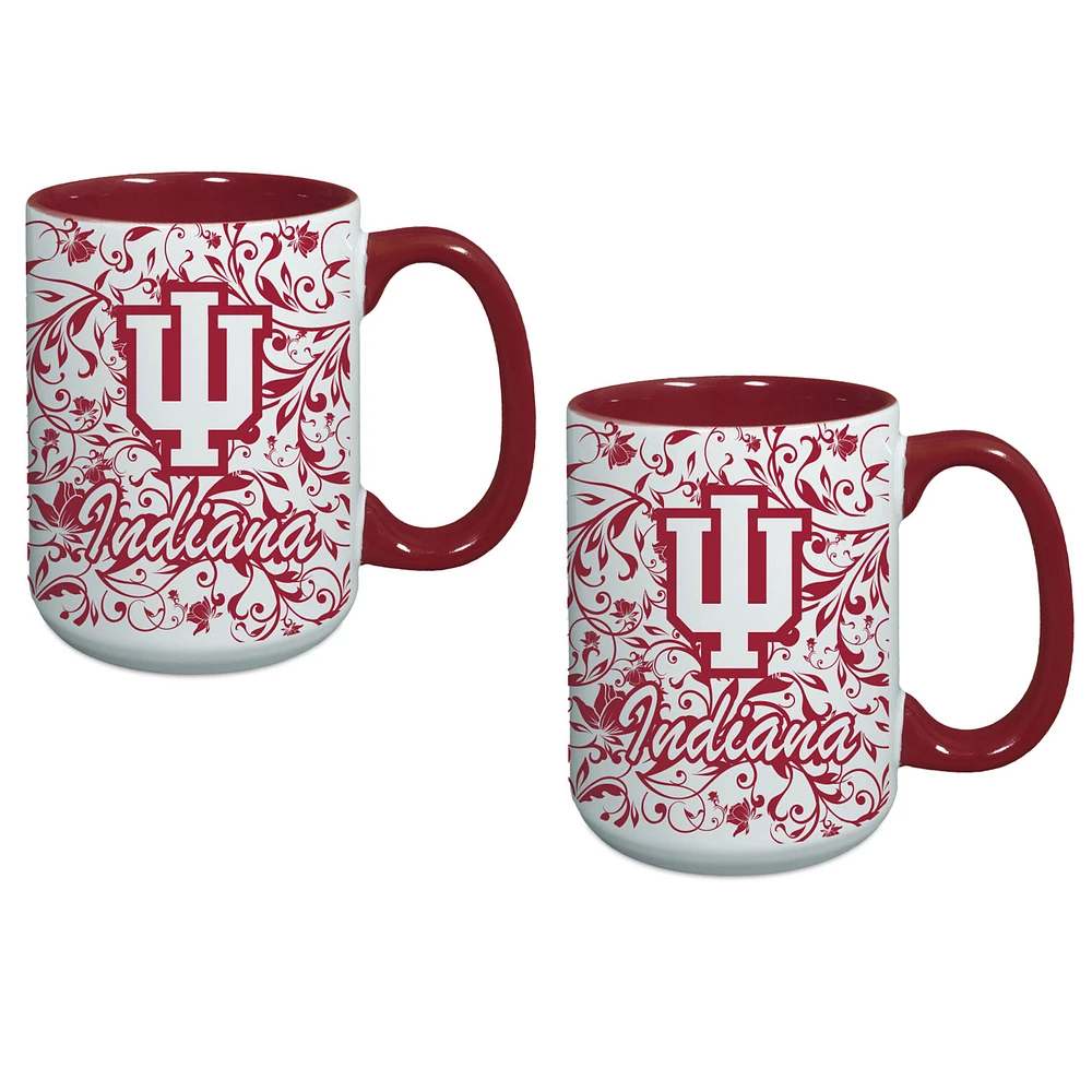 Indiana Hoosiers Two-Pack Floral Mug Set