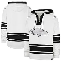 Men's '47 White Baltimore Ravens After Image Superior Lacer Pullover Hoodie