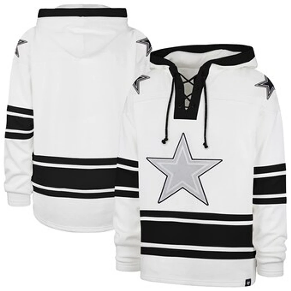 Men's '47 White Dallas Cowboys After Image Superior Lacer Pullover Hoodie