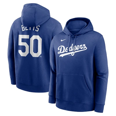 Men's Nike Mookie Betts Royal Los Angeles Dodgers Player Name & Number Club Pullover Hoodie