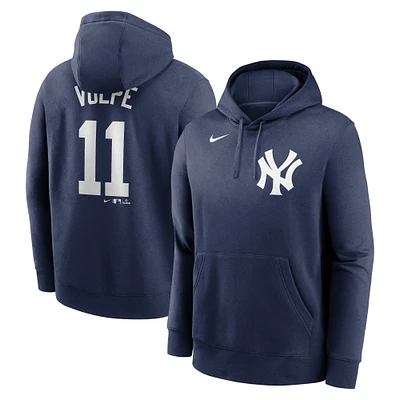 Men's Nike Anthony Volpe Navy New York Yankees Player Name & Number Club Pullover Hoodie