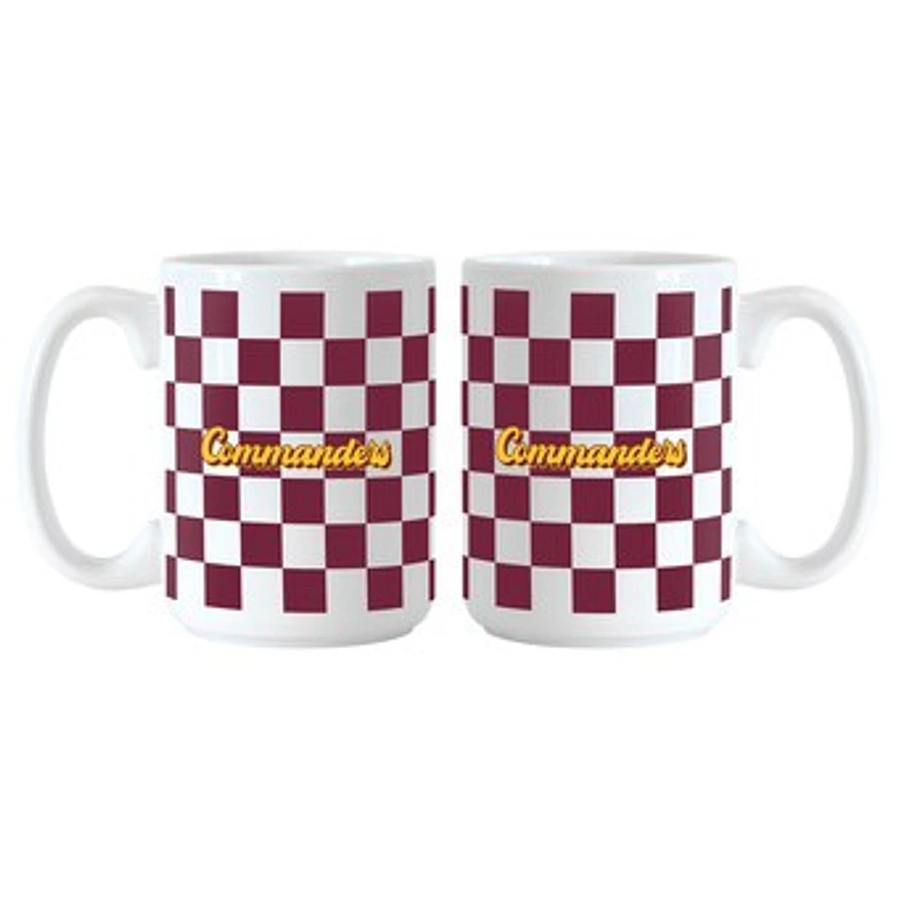 Washington Commanders 2-Pack 15oz. Checkered Wordmark Mug Set