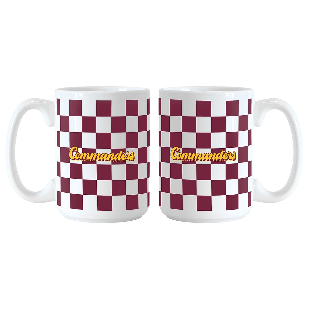 Washington Commanders 2-Pack 15oz. Checkered Wordmark Mug Set