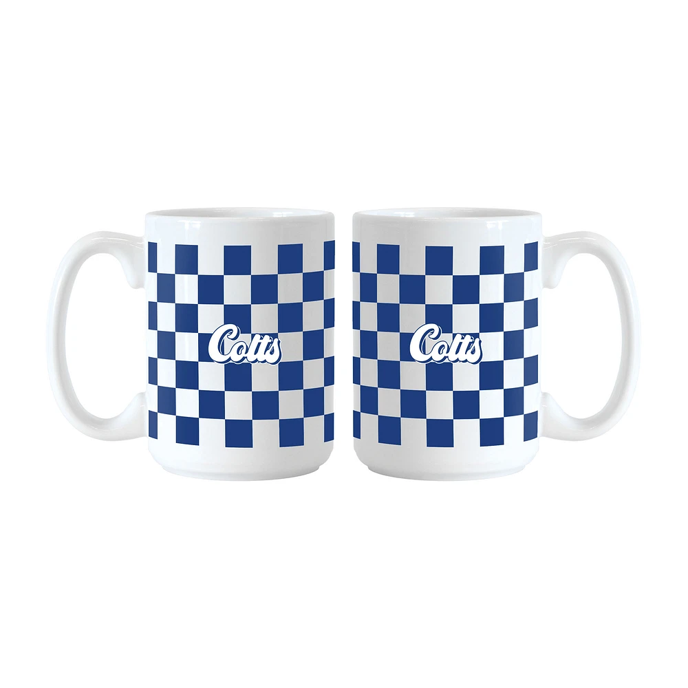 Indianapolis Colts 2-Pack 15oz. Checkered Wordmark Mug Set