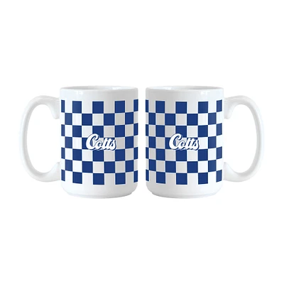 Indianapolis Colts 2-Pack 15oz. Checkered Wordmark Mug Set