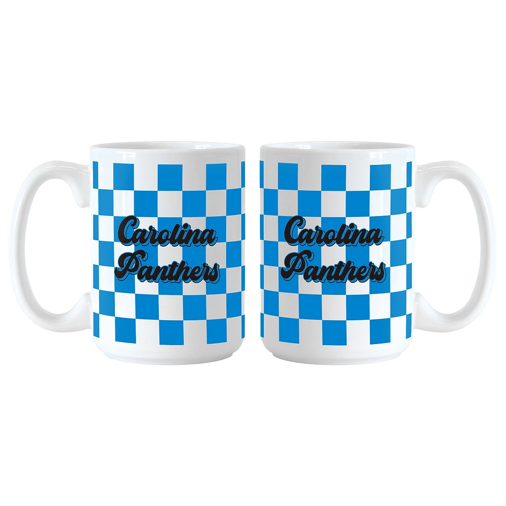 Carolina Panthers 2-Pack 15oz. Checkered Wordmark Mug Set