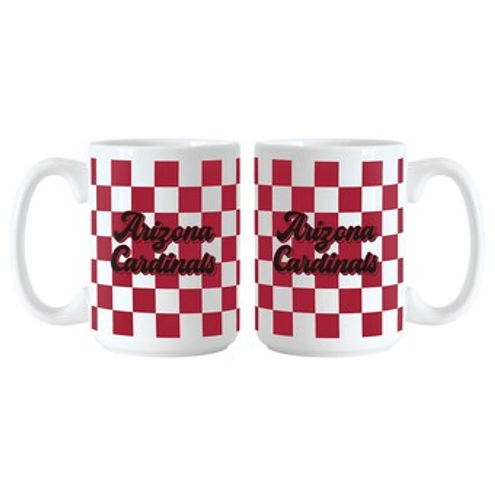 Arizona Cardinals 2-Pack 15oz. Checkered Wordmark Mug Set