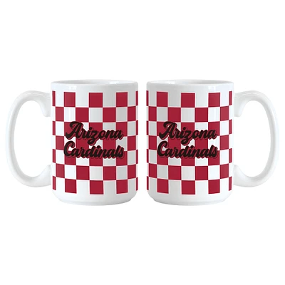 Arizona Cardinals 2-Pack 15oz. Checkered Wordmark Mug Set