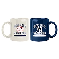 New York Yankees 2-Pack 15oz. Checkered Wordmark Mug Set