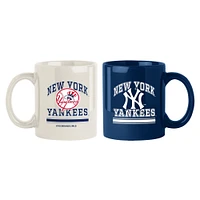 New York Yankees 2-Pack 15oz. Checkered Wordmark Mug Set