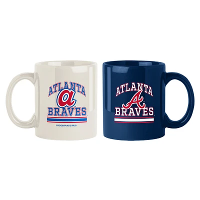 Atlanta Braves 2-Pack 15oz. Checkered Wordmark Mug Set