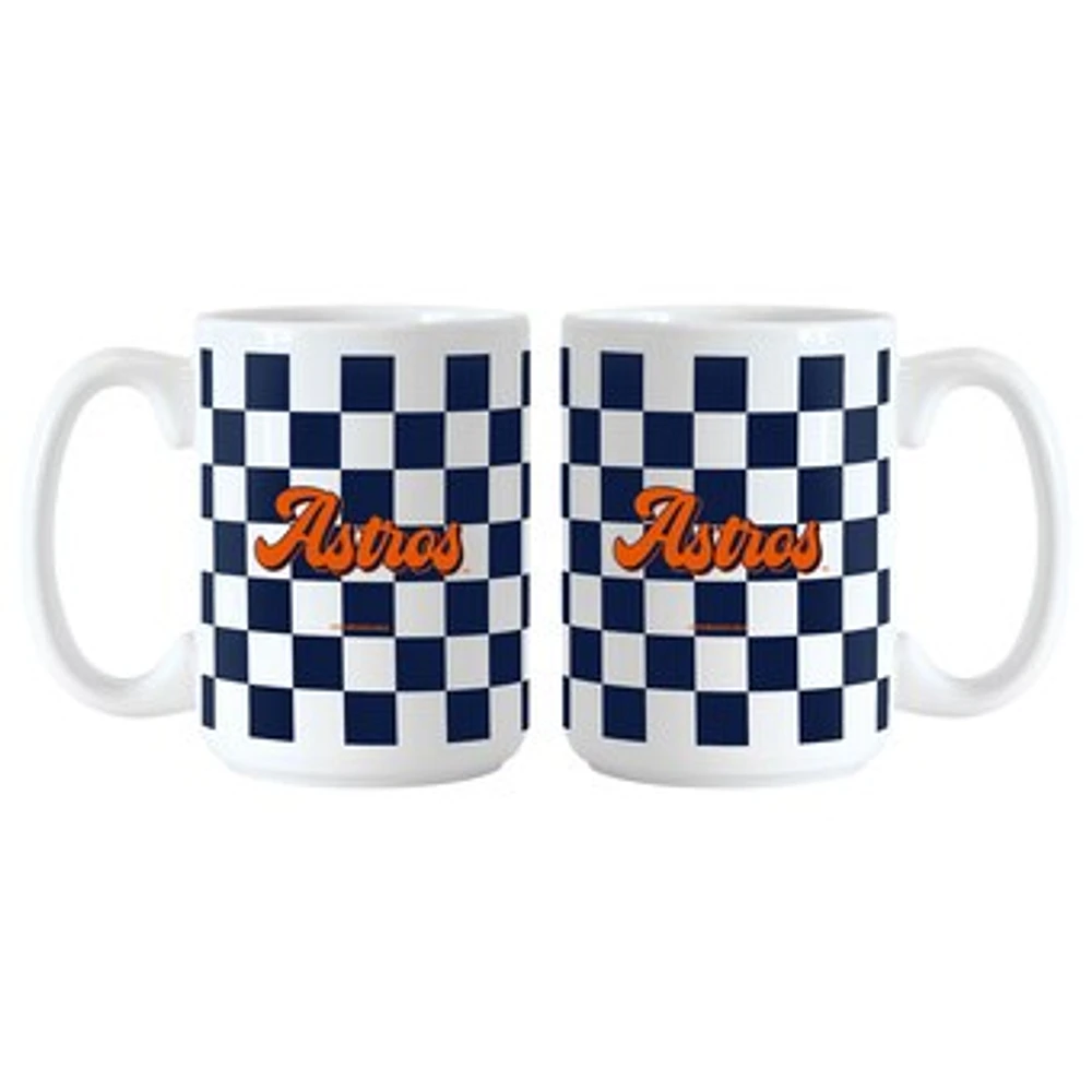 Houston Astros 2-Pack 15oz. Checkered Wordmark Mug Set