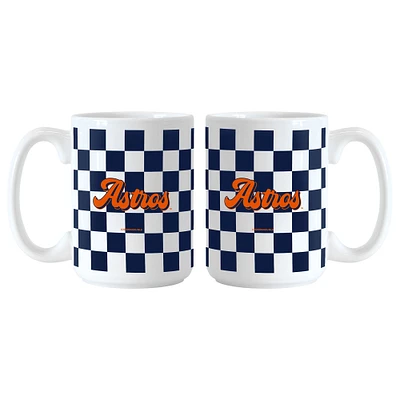 Houston Astros 2-Pack 15oz. Checkered Wordmark Mug Set