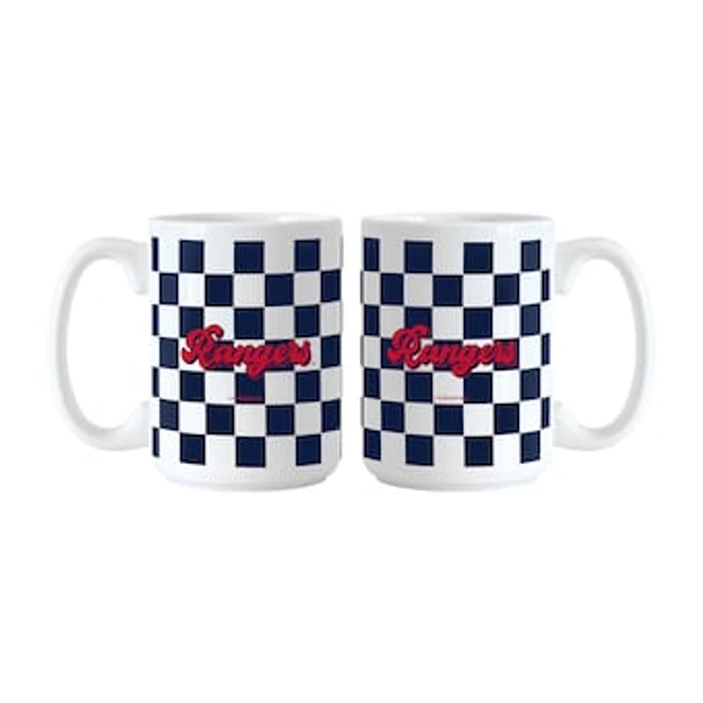 Texas Rangers 2-Pack 15oz. Checkered Wordmark Mug Set