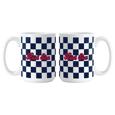 Boston Red Sox 2-Pack 15oz. Checkered Wordmark Mug Set