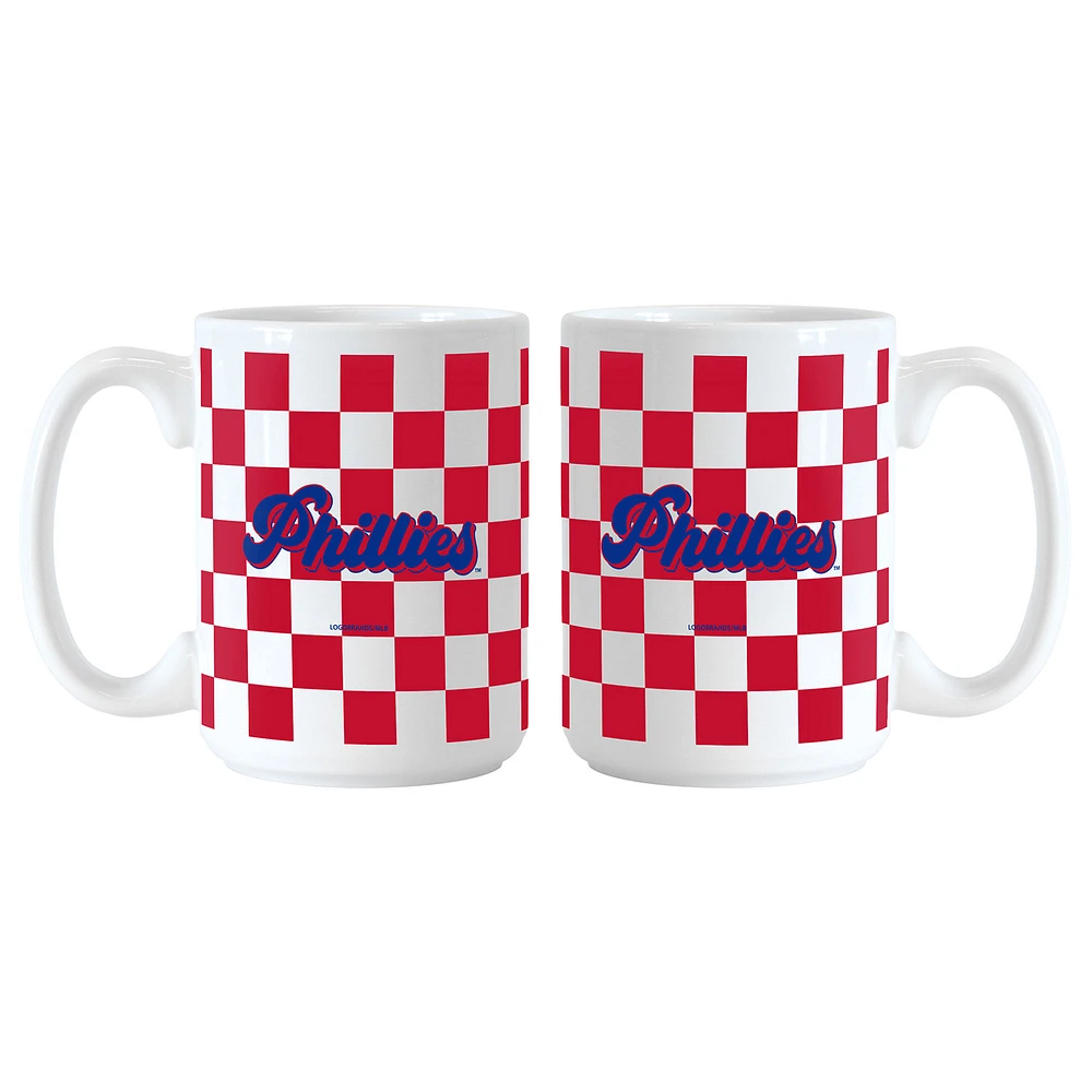 Philadelphia Phillies 2-Pack 15oz. Checkered Wordmark Mug Set