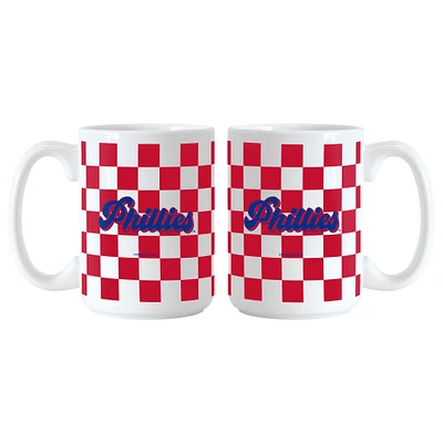 Philadelphia Phillies 2-Pack 15oz. Checkered Wordmark Mug Set